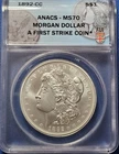 1892 MORGAN CC silver Dollar ANACS MS 70 FIRST STRIKE CARSON CITY FIJI MINT