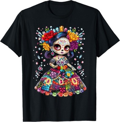 Flower Woman Day Of The Dead Dia De Los Muertos Catrina T-Shirt  unisex T-Shirt