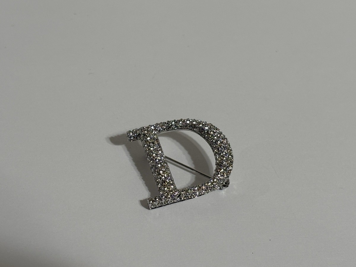Vtg Christian Dior by John Galliano AW2000 Crystal D Logo Brooch