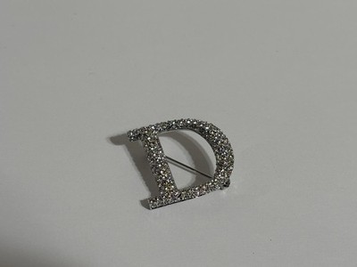 Vtg Christian Dior by John Galliano AW2000 Crystal D Logo Brooch