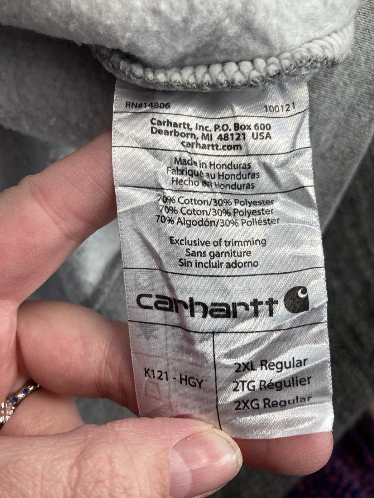 Carhartt K121 Hoodie 2XL Grey Original Fit Logo K121-HGY Small Mark thumbnail 4