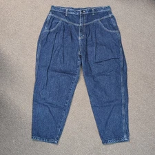 Gitano Vintage Denim Jeans Baggy Thigh Pleated Dk Wash Approx Sz 18