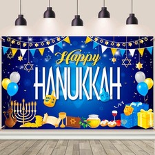 6x3.6ft Happy Hanukkah Backdrop Party Decorations Jewish Chanukah...