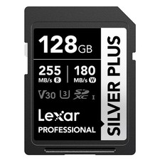 Lexar - Professional 128GB SILVER PLUS SDXC UHS-I Card, C10, U3, V30, 4K UHD,...