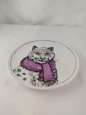 Macys Exclusive Holiday Salad Plate Leopard Cheetah Scarf Glasses Christmas 9"