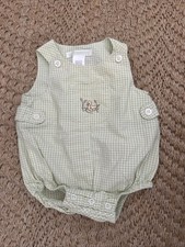 Barboteuse Janie et Jack Layette vichy vert 0-3 mois canard et grenouille