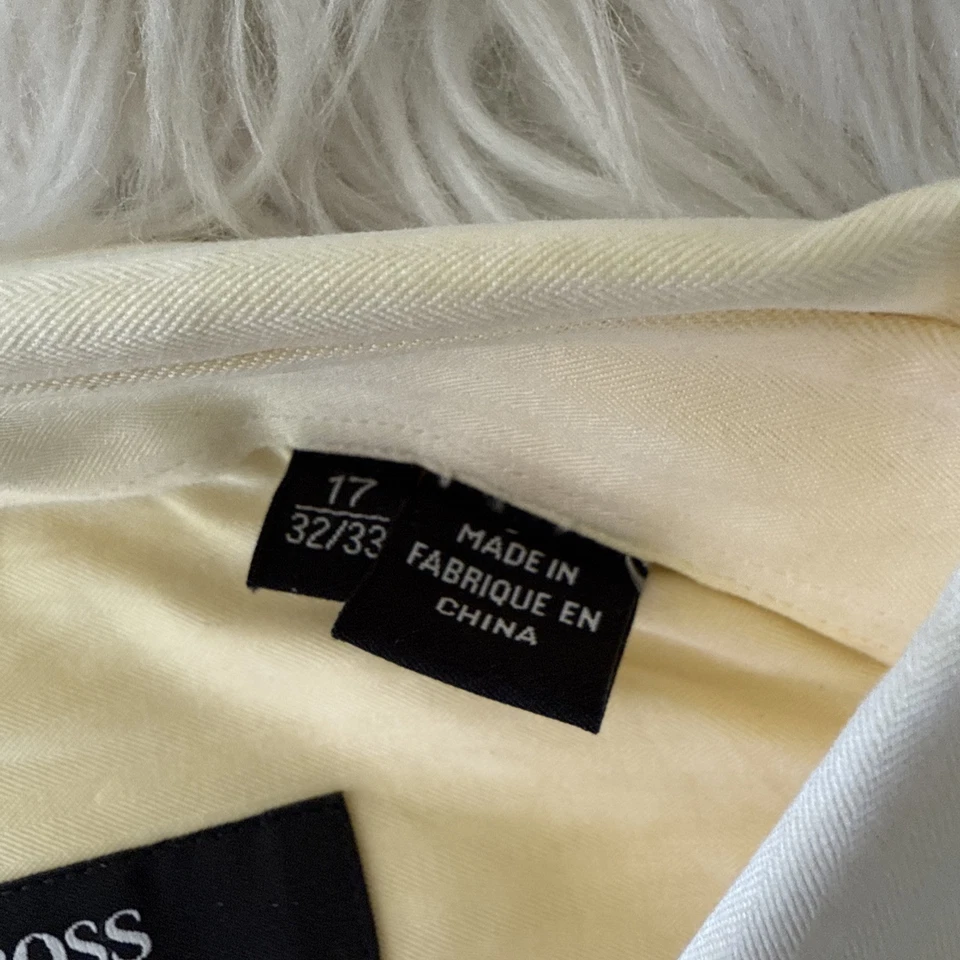 NEW Hugo Boss Mens Slim Fit YELLOW Cotton Dress Shirt LONG SLEEVE 17 32/33 - Image 2 of 4