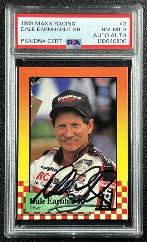 DALE EARNHARDT PSA 8 DNA AUTH AUTO 1989 MAXX RACING #3 ROOKIE RC 0800