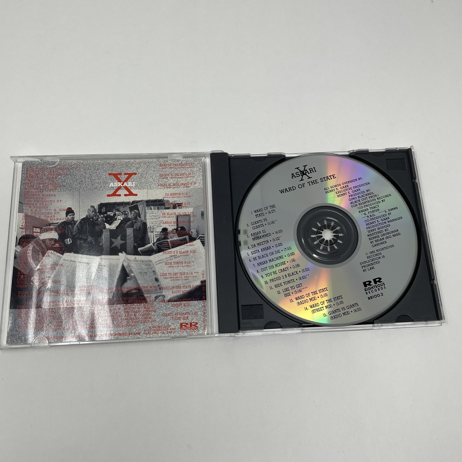 Askari X CD Ward Of The State 1992 Righteous Records Bay Area Rap 90s Rare