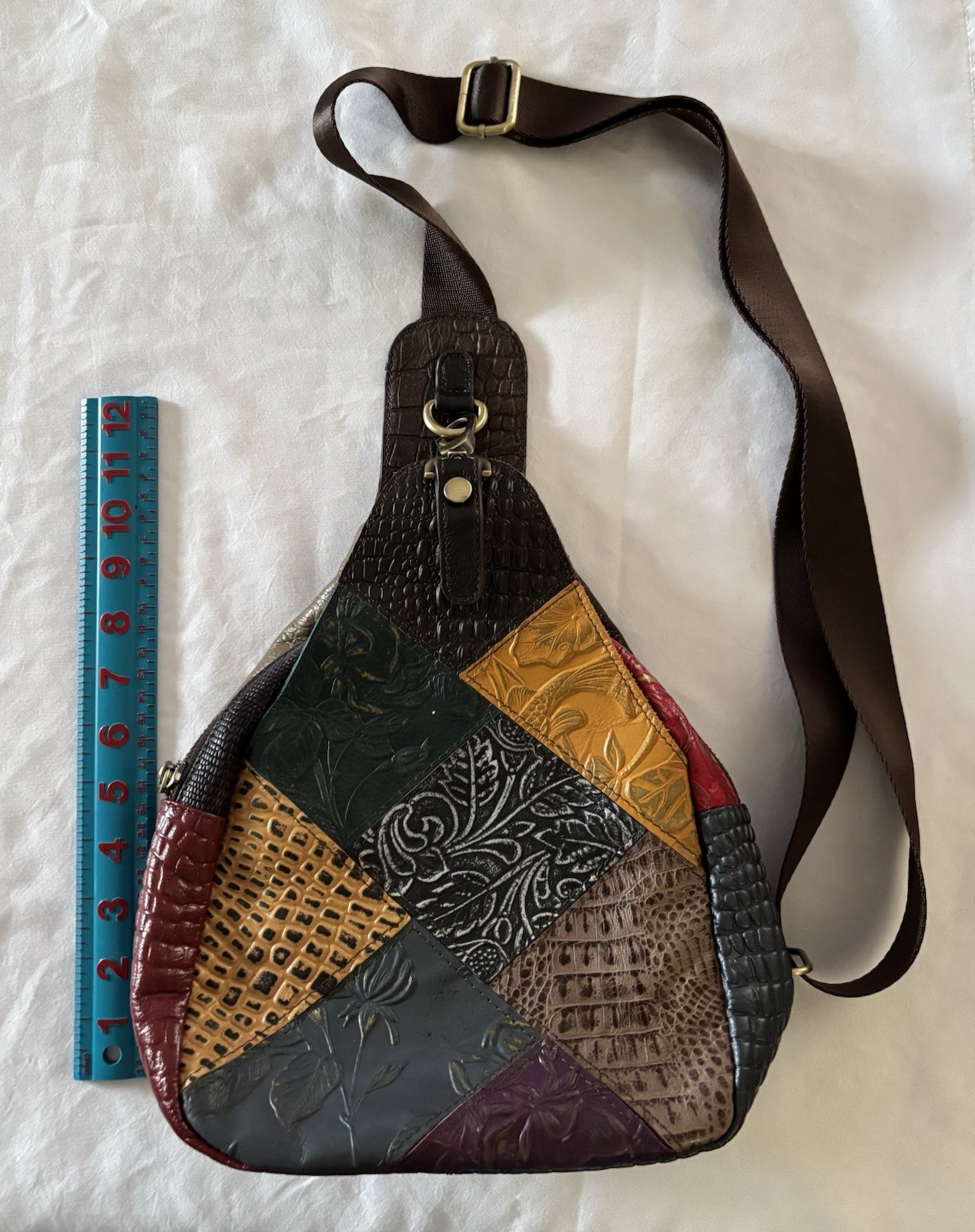 Leather Patchwork Crossbody Bag Boho Hipster - image 2