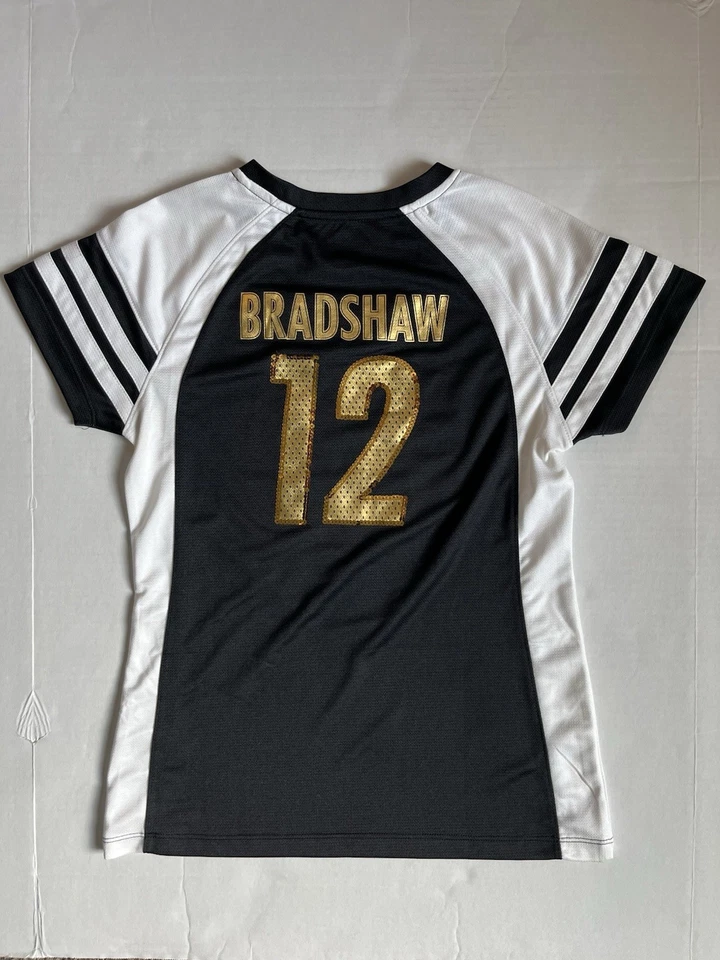 Pittsburgh Steelers Majestic Fan Fashion NFL Bradshaw #12 Women's Shirt Size M - Image 2 of 4