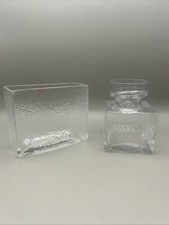 2 X Frank Thrower Dartington Glass Vases Vintage Approx 4 Inches High