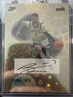 2025-26 ONIT Purdue Boilermakers Silver Autograph #S-2 BRADEN SMITH 1/15 First