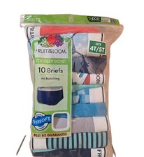 Fruit of the Loom Toddler Boys 10 Pack Briefs Size 4T/5T NEW Dino Waist