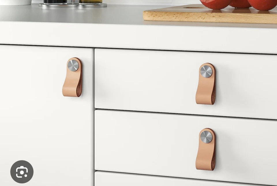 2 штуки кожаный ящик тянет желтовато-коричневый с никелевой фурнитуры новый - Изображение 2 из 2