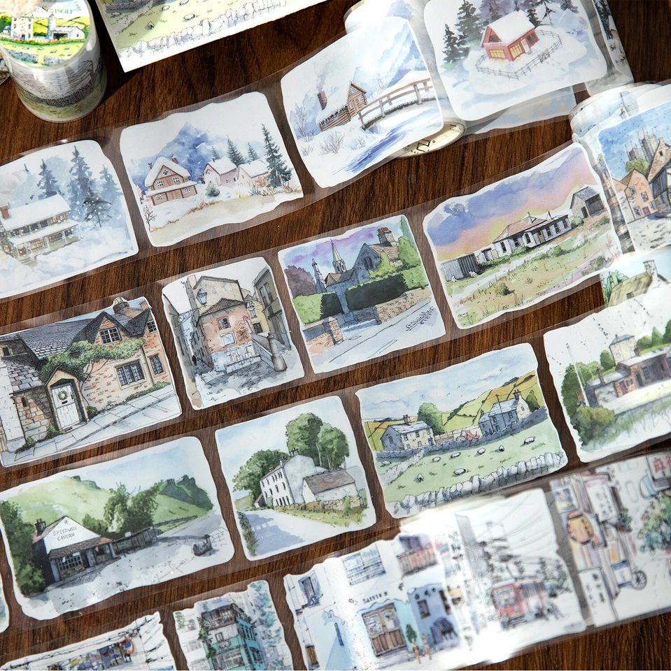 Álbum de tarjetas adhesivo con temática de casa Washi Tape diarios álbumes de recortes pegatinas hágalo usted mismo Foto 3 de 4