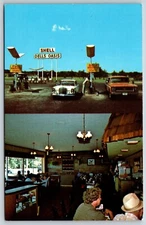 Postcard Dells Oasis Pioneer Restaurant Shell Gas Lake Delton Wisconsin Unposted