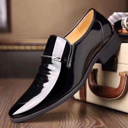 Hombres Informales Zapatos de Negocios Charol Sin Cordones Pisos Mocasines Calzado Hombre - Imagen 7 de 10