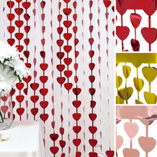 Metallic Heart 3x6.5 feet Foil Tassels Fringe Backdrop CURTAINS Party Events