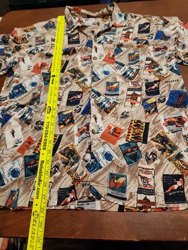 Arizona Jean Co. Men's LARGE S/S Stamp Hawaiian Palm Tree Flora Shirt EUC. GB2 - Picture 6 of 8