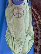 GK Elite Adidas Gymnastics Leotard Girls Child Large CL Neon Green And Purple