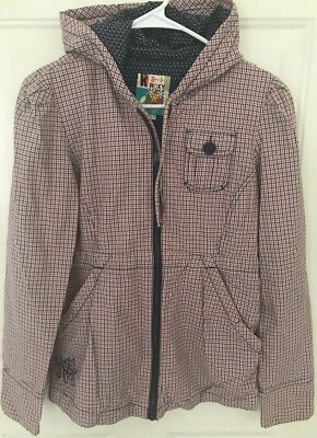 Roxy Jacket Coat Juniors Plaid Hooded Size M