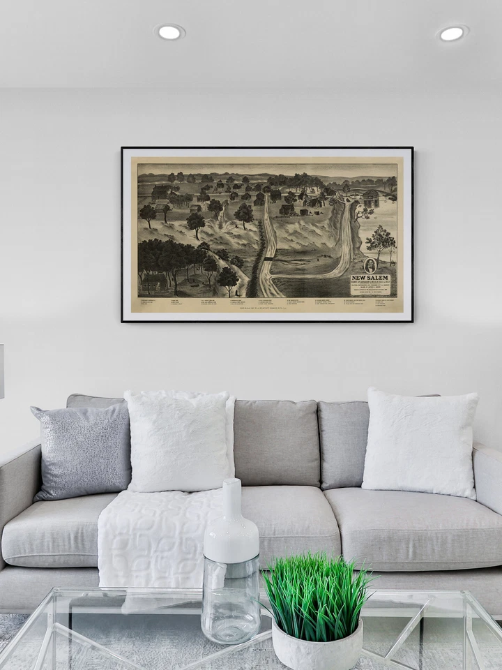 1909 New Salem Illinois Vintage Old Panoramic City Map - 14x24 - Image 3 of 3