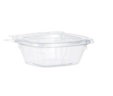 Dart CH4DEF 4 oz Tamper-Resistant Clear Hinged Container with Flat Lid