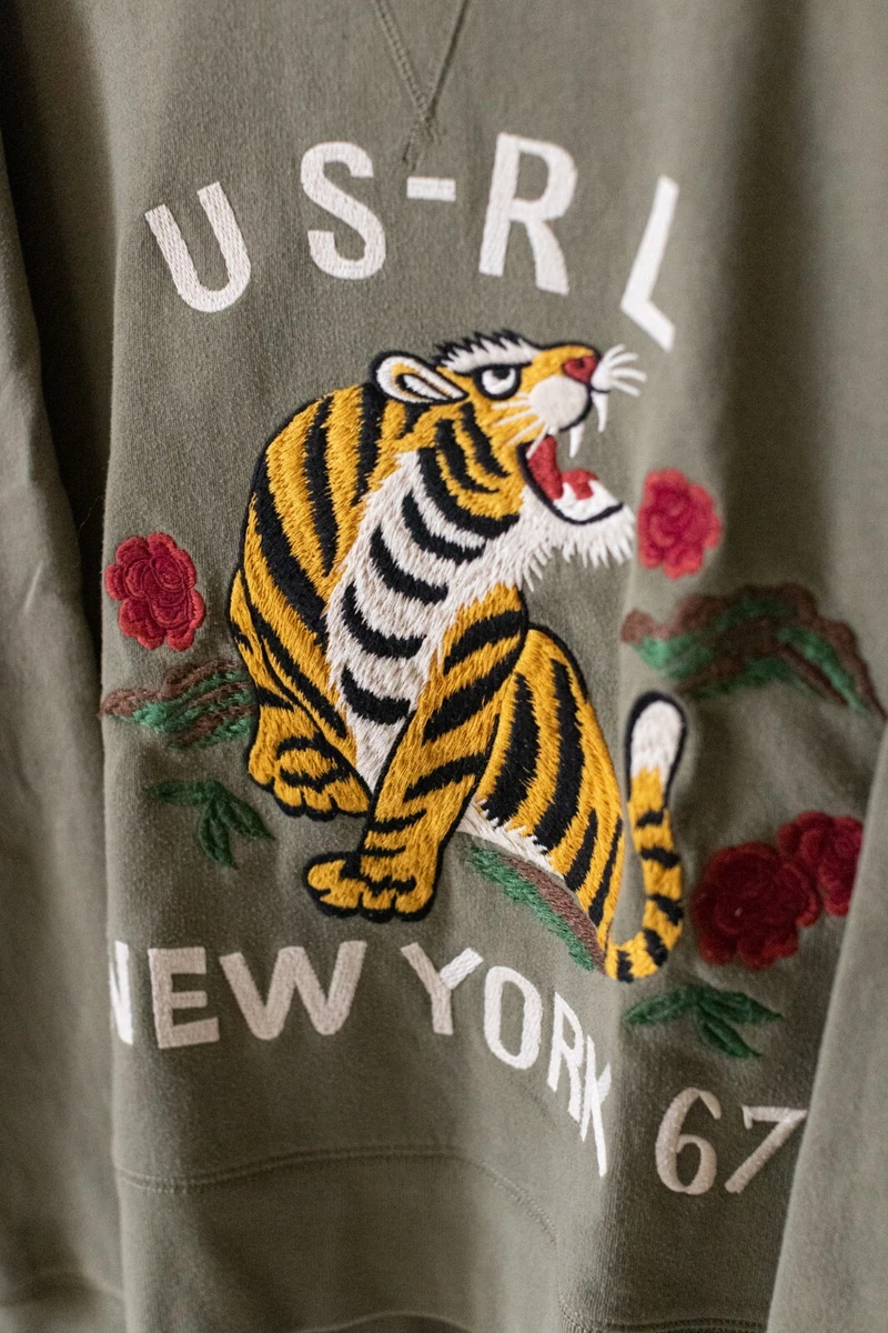 Polo Ralph Lauren Embroidered Tiger New York 67 W Pullover Sweatshirt L