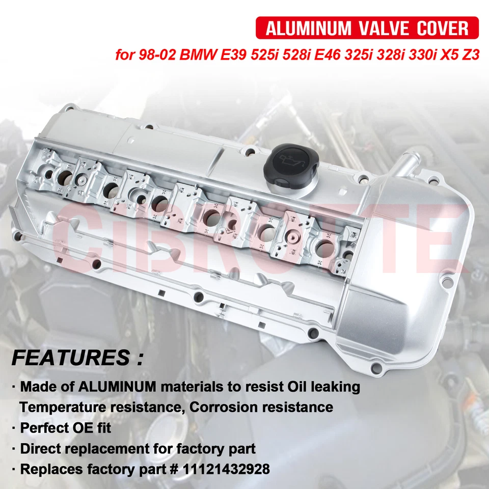 Cubierta de válvula de aluminio de rendimiento mejorado para 98-02 BMW E39 E46 325i 328i 330i👍 Foto 2 de 4