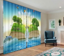 Green Trees template 3D Curtains Blockout Photo Printing Curtains Drape Fabric