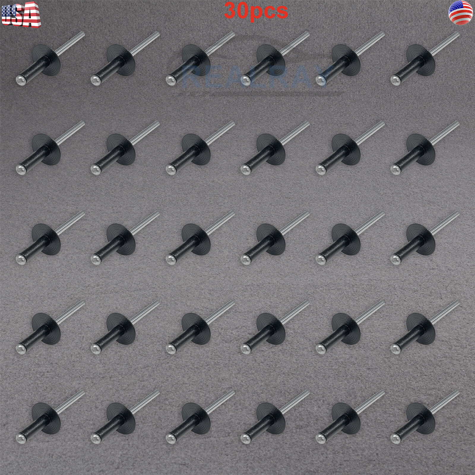 (Pack of 30) Black Aluminum Split-Type Rivet For GM 11516807 Bumper ...