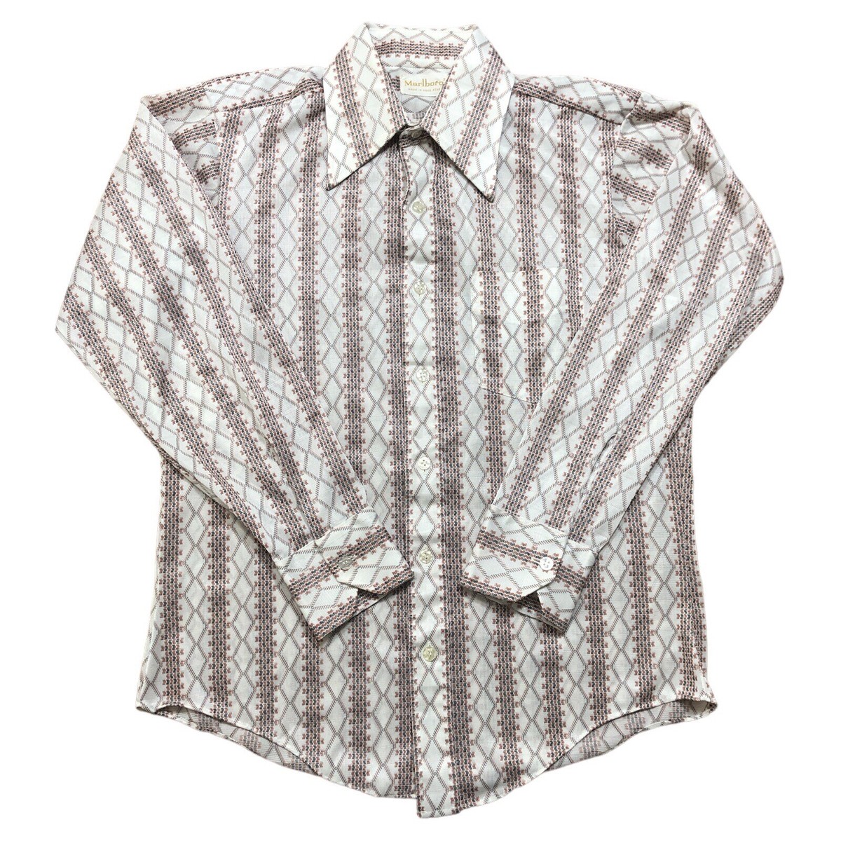 Vtg Marlboro Permanent Press Shirt Button Front Long Sleeve