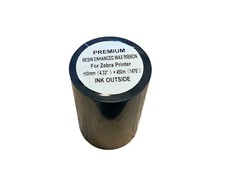 Premium Resin Enhanced Wax Ribbon for Zebra Printers, 110mm x 450m, Ink Outside