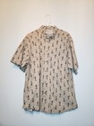 Columbia Mens Sz XL Shirt Short Sleeve Button Front Fish Bone Tan Sportswear