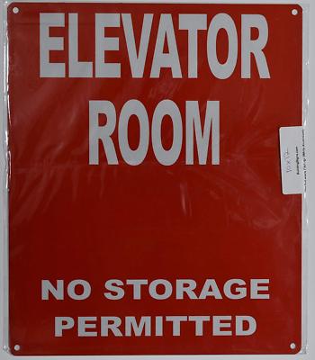 Elevator Room Sign (Red, Reflective, Aluminium 10x12)-REF24-1027