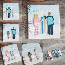 Ski Family Back View Let's Go Skiing Metal Cutting Dies Scrapbooking Card Craft