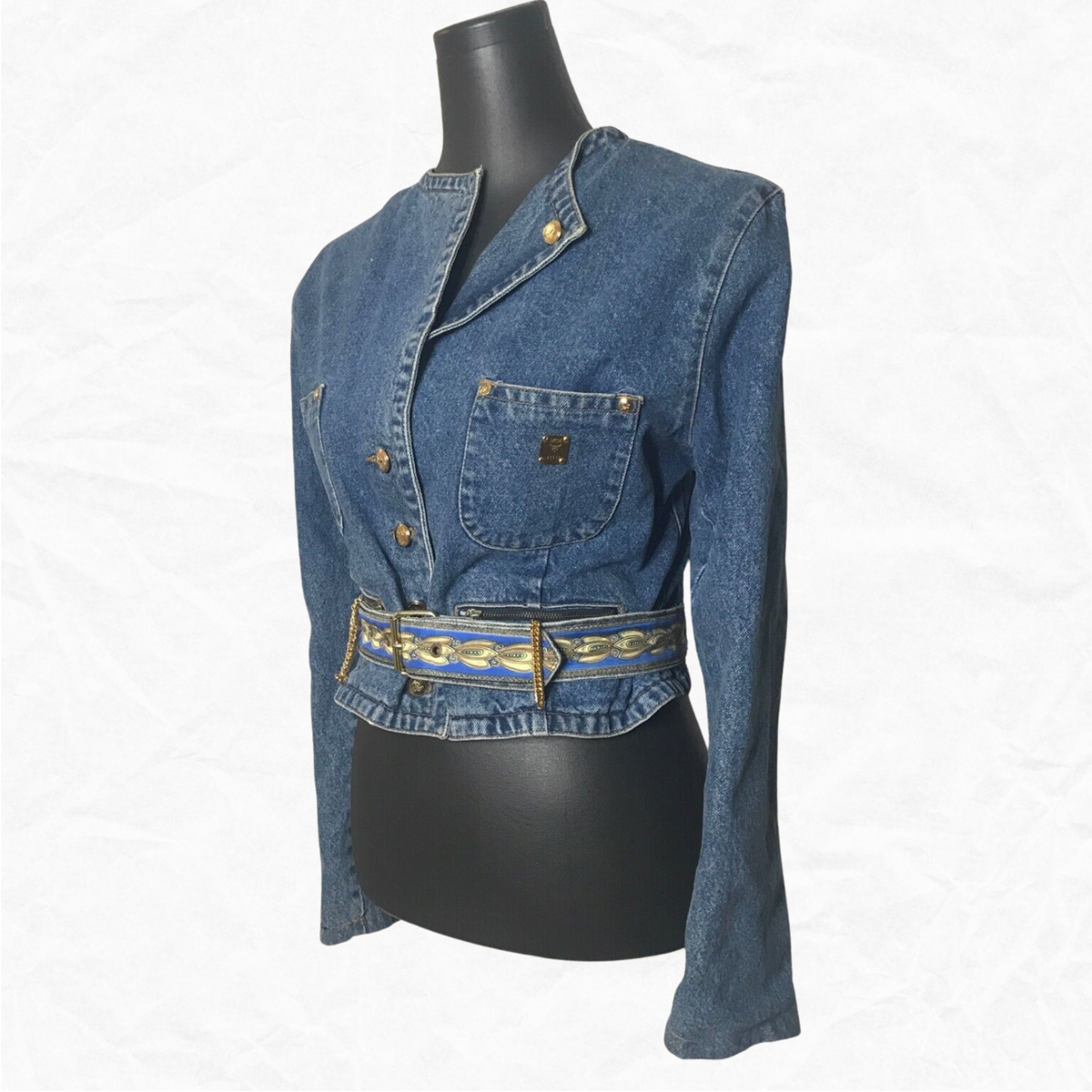 Authentic MCM 1900 Jeans Collection Denim Jacket w/ Signature