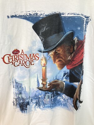DISNEY Store Shirt Large A Christmas Carol Jim Carey Movie Promo T 