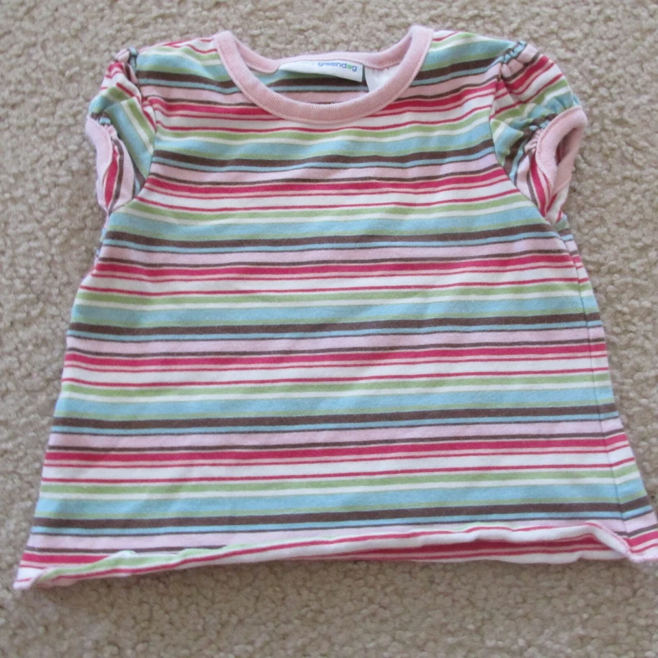 Baby Greendog 2 Piece Shirt Pants Outfit Girls Size 6-9M Multicolor Striped - Image 2 of 4