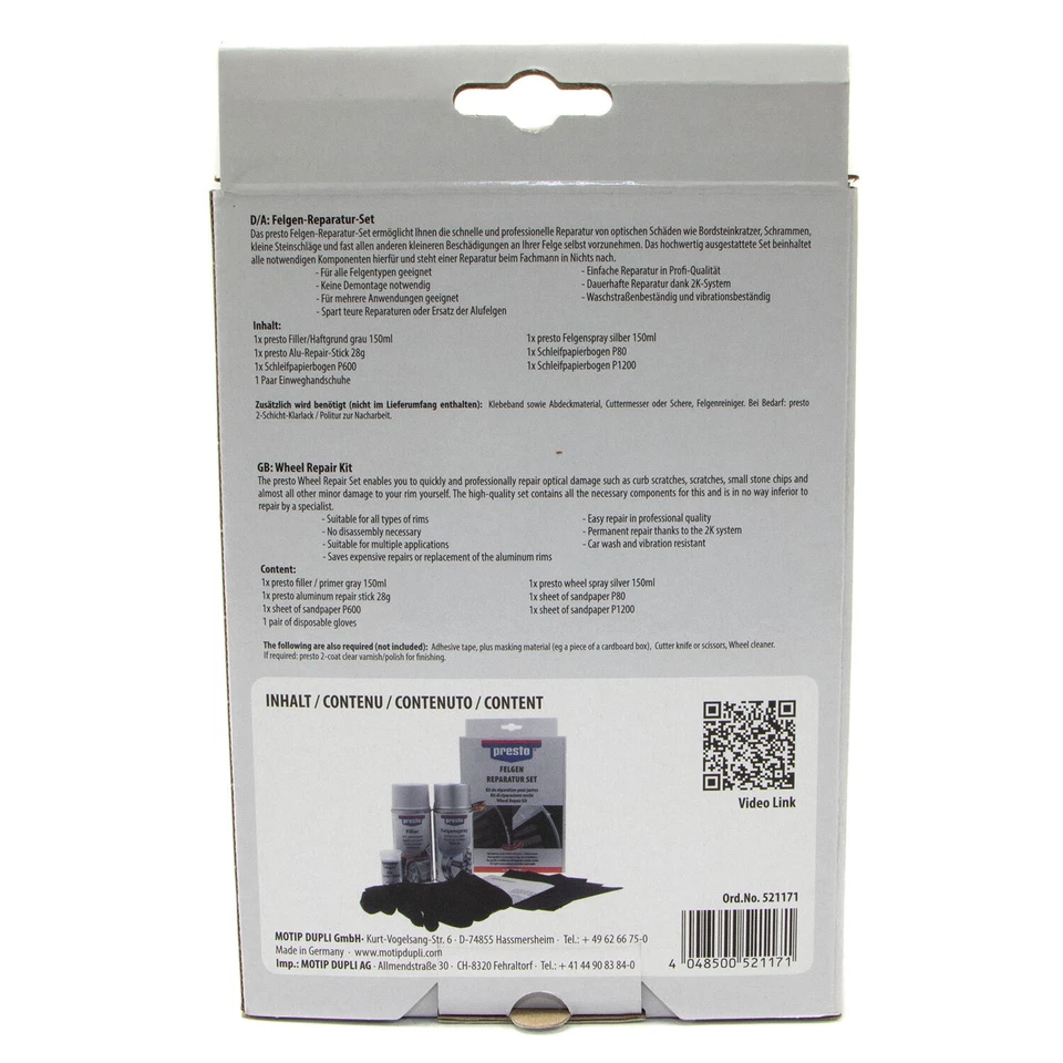 Presto Felgen Reparieren Reparatur Set 521171 Felgenlack Lack Felge Alufelge  - Bild 4 von 4