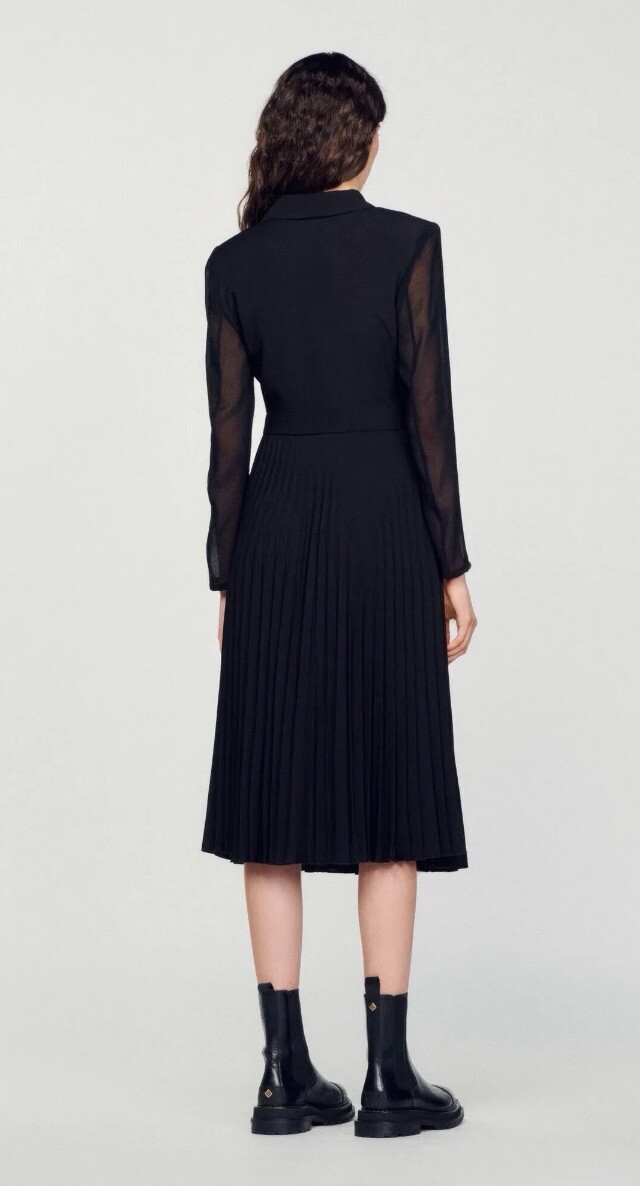 Sandro Dual Material Long Sleeved Dress | eBay Sandro Dual Material Long Sleeved Dress | eBay