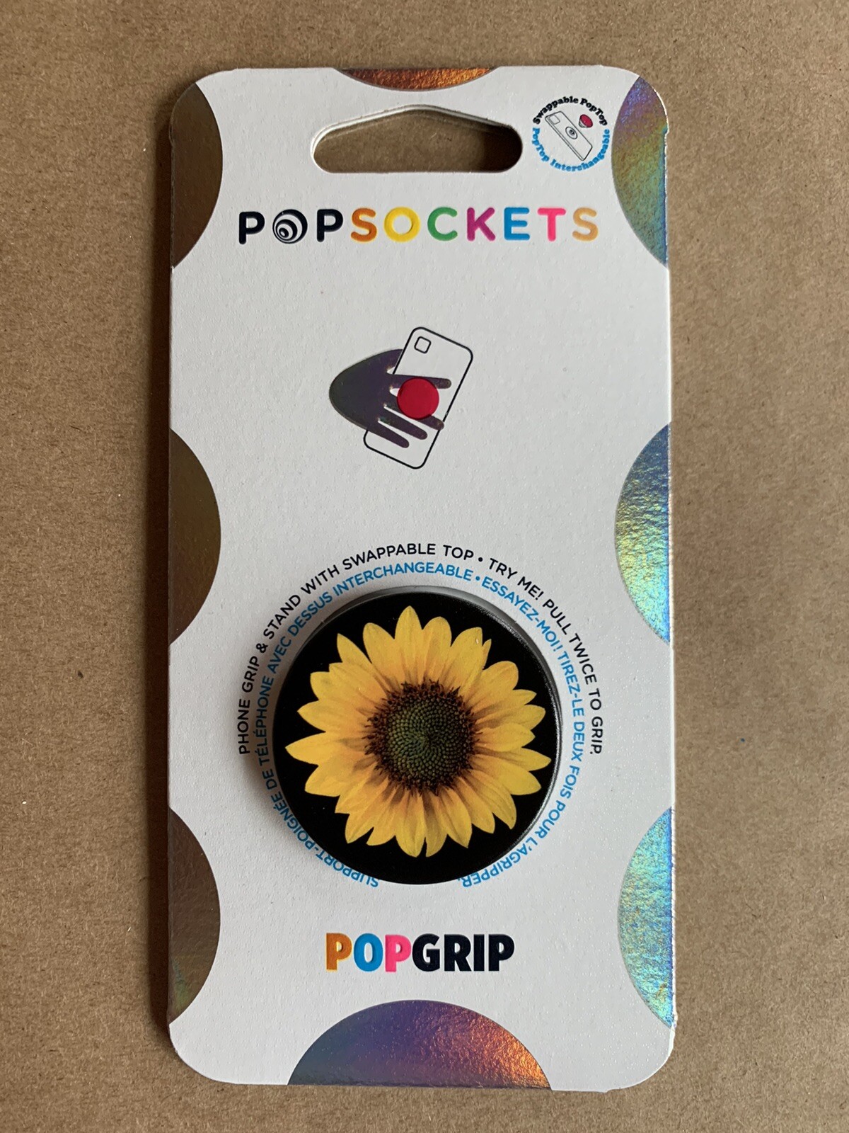 POPSOCKET Seed Money. POPGRIP. Swappable Top. Black Base. Yellow Sunflower-image