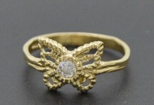 Real 10k Yellow Solid Gold Shiny Butterfly Charm Kids Ring 1.1 gr Size 3