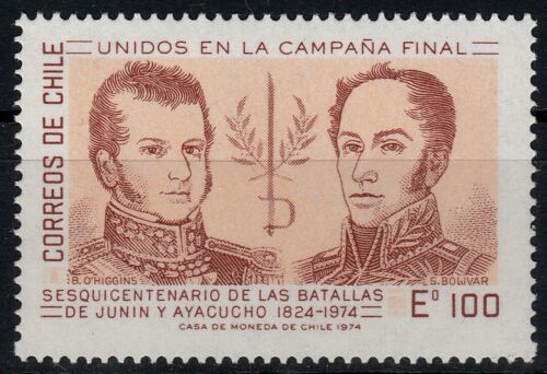 Chili 1974 Sc 456 150th Ann Batailles d'Ayacucho & Junin O'Higgins & Bolivar neuf neuf neuf neuf dans son emballage extérieur - Photo 1/1