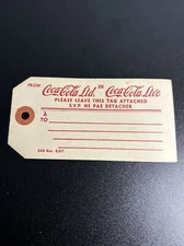 1920's Coca-Cola, "Un-Used" Bottle Case Tag