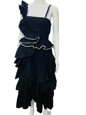 Ulla Johnson Damen Blumenmuster Bestickt Laced Abgestuft Baumwolle Midi Kleid S