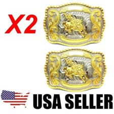 WESTERN SHINE BELT BUCKLE MEN BULL RIDE RODEO ANIMAL LONG HUGE RODEO BIG COWBOY