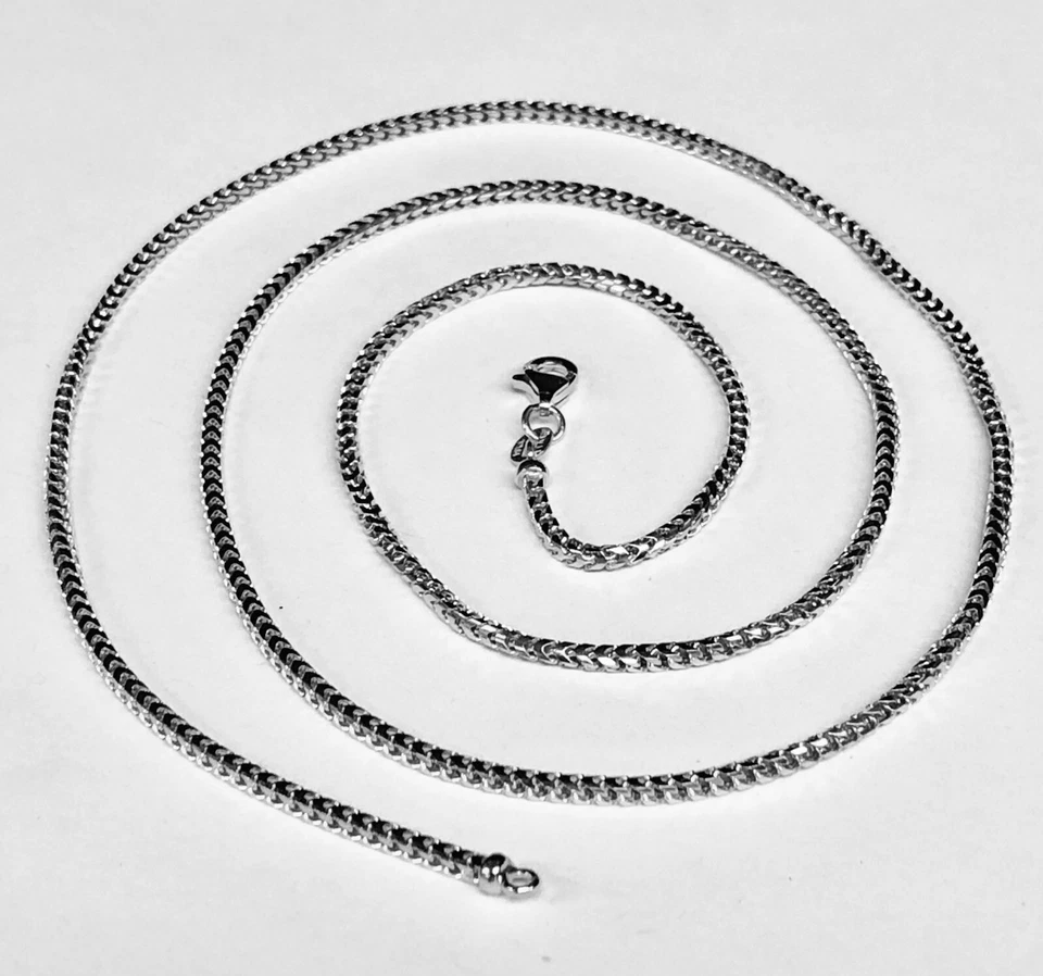 18k White Gold 18" Solid Franco Curb Box Link 2mm 13 grms Pendant Chain Necklace