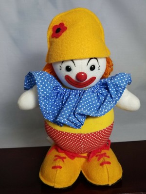 Hallmark 1982 Clown Coin Bank, Soft plush toy with hard center, 9